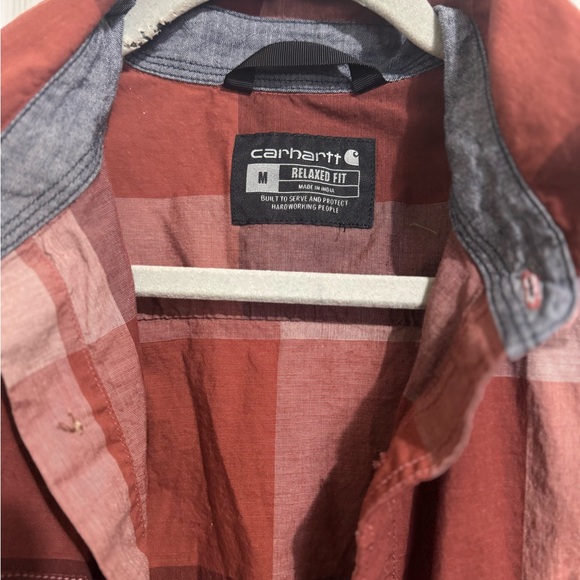 Carhartt Men's Casual Red and Pink Plaid Shirt - Picture 2 of 4